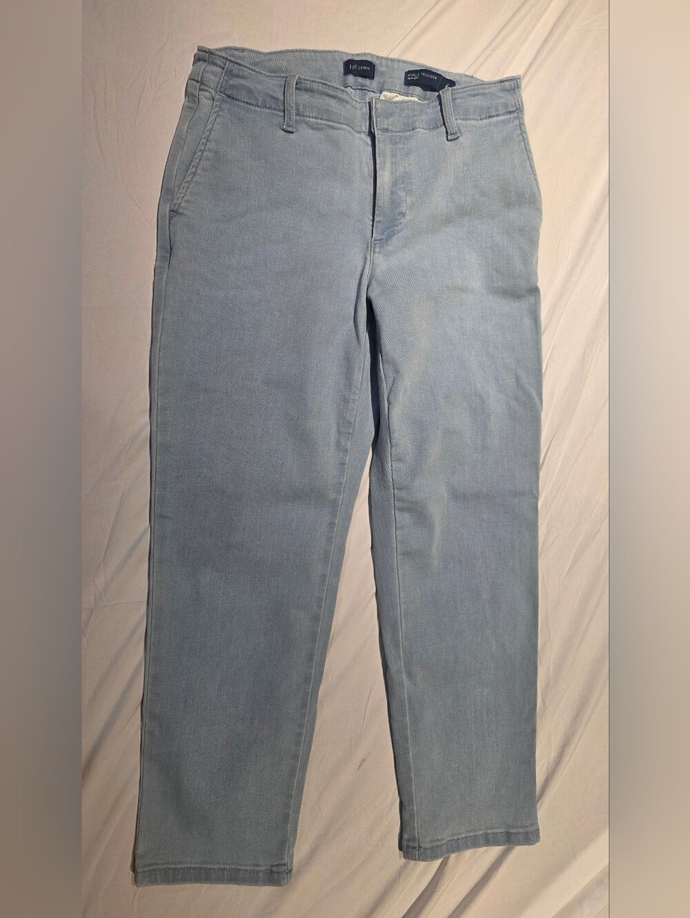 J. Jill Ankle Trouser Slim Leg Jeans Sz 6 Petite Light Wash Woven Slash Pockets